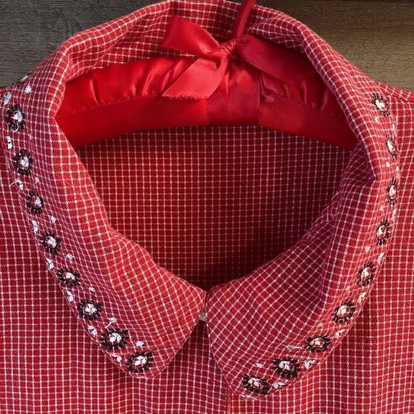 Cabin Creek Ladies Button Up Short Sleeves Top Blouse,Size 1X,Red,White & Black - Picture 5 of 7